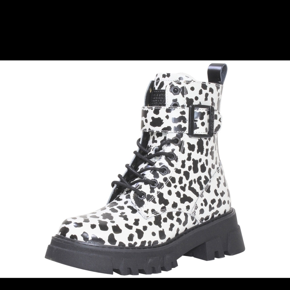 Levi's Leather Black and White Combat Boots Brand New